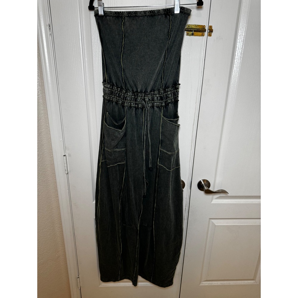 Free People FP One Kaiden Strapless Wide Leg Jumpsuit Smocked Waist Medium - Picture 3 of 9